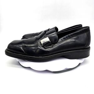 Structure Dress Shoes Men 11 D Vera Gomma Italy Buckle Black Leather Loafers